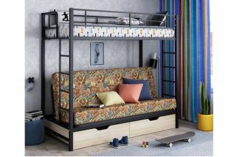 Двухъярусная кровать с диваном Мадлен ЯЯ черный марки