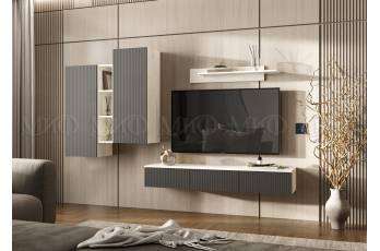 Гостиная навесная Оскар Графит, Дуб Крафт Белый