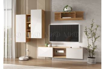 Гостиная навесная Флэш Браш Вайт, Дуб Крафт