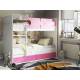 Кровать двухъярусная Тетрис латы с бортиками белый-розовый