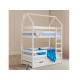 Двухъярусная кровать-домик белый 80х160 см с ящиками