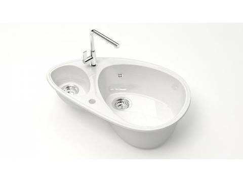 Мойка овал 1,5чаши Эмма Z13Q1 белый лед