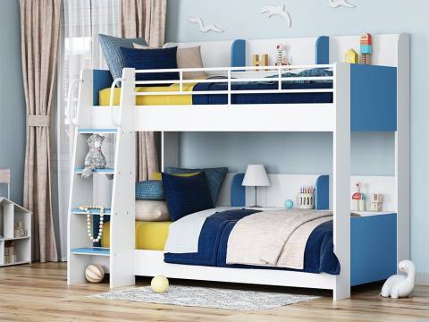 Кровать Соня 5 левая белый-голубой