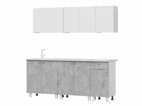 Кухонный гарнитур КГ 1 2000 Белый/Цемент светлый