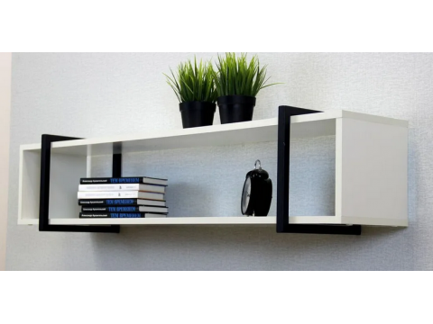 Полка металлическая ЛОФТ-12 Белый/черный матовый