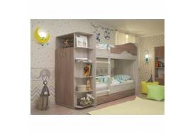 Двухъярусная кровать со шкафом Мая щиты ясень
