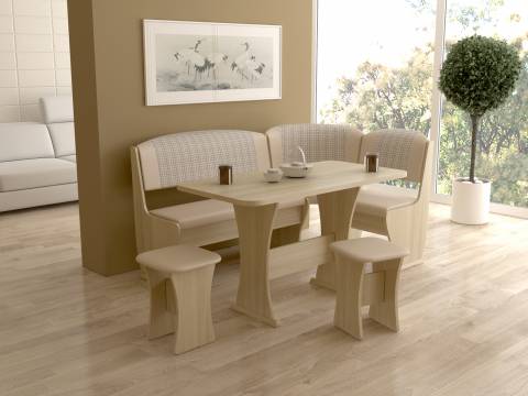 Кухонный угол Ника 6 Лайт Тип 3 Ясень шимо светлый Шампань