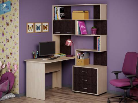 Уголок школьника Паскаль стол СТ 103 каркас дуб молочный/фасад венге