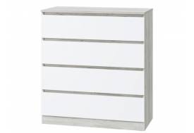 Комод 4 ящика Лори дуб серый, белый