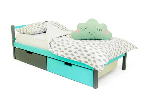 Кровать Svogen classic с ящиками графит-мятный