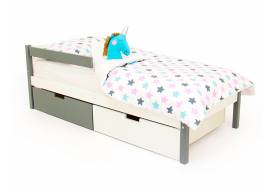 Кровать Svogen classic с ящиками и бортиком графит-белый