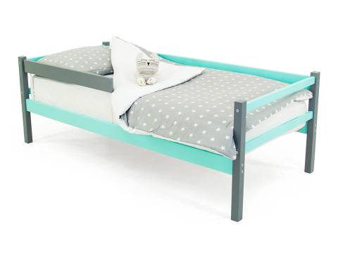 Кровать-тахта Svogen с бортиком графит-мятный