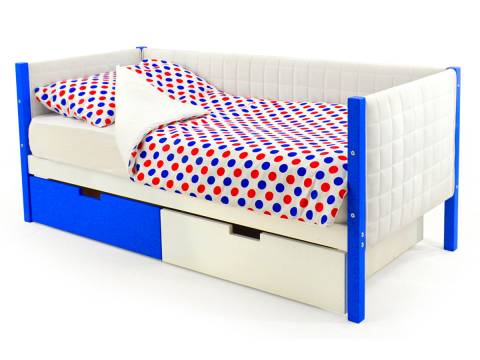 Кровать-тахта мягкая Svogen с ящиками сине-белый