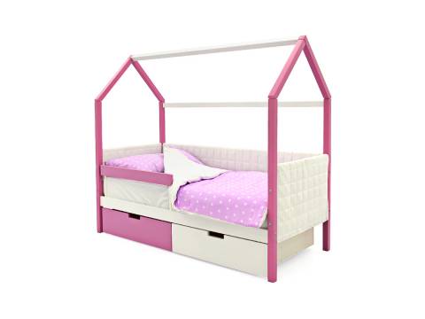 Кровать-домик мягкий Svogen с ящиками и бортиком лаванда-белый