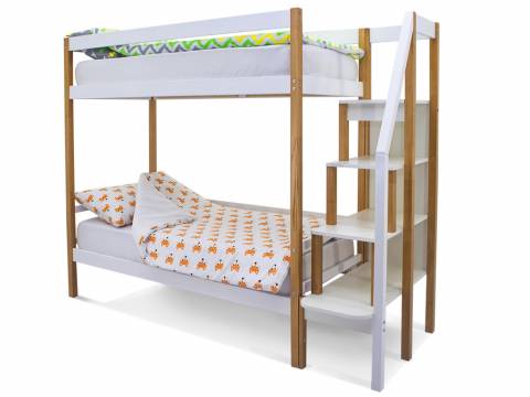 Двухъярусная кровать Svogen дерево-белый