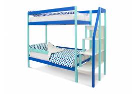 Двухъярусная кровать Svogen с бортиком мятно-синий