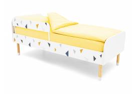 Кровать Stumpa Классика с бортиком рисунок Треугольники желтый, синий