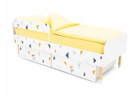 Кровать Stumpa Классика с бортиком и ящиками Треугольники желтый, синий