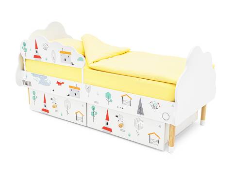 Кровать Stumpa Облако бортик и ящики рисунок Шале