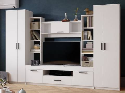 Гостиная Сидней 2 фасад Белый с тиснением