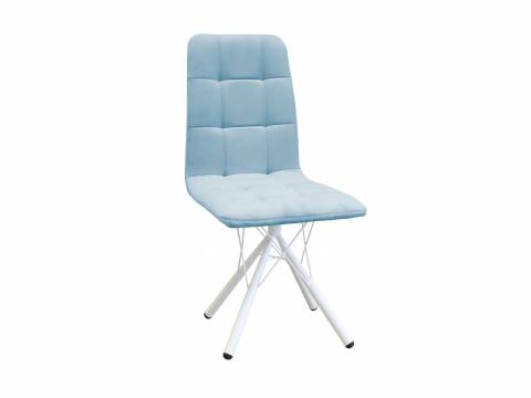 Стул Леон паутинка небесно-серый, белые ножки