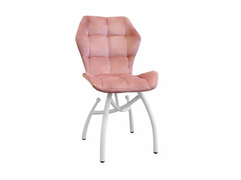 Стул Бабочка шарики пудровый, белые ножки