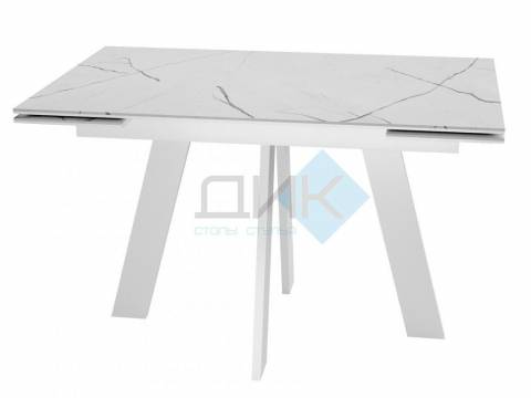 Стол SKM 120 керамика белый мрамор/подстолье белое