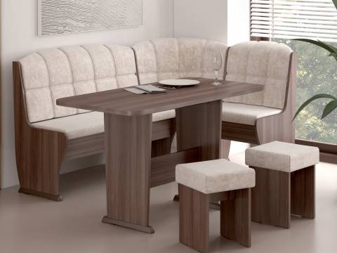 Угловая скамья Ника 4 микровелюр бежевый