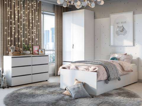 Детская Токио со шкафом Белый текстурный