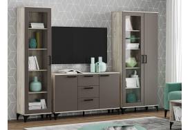 Гостиная Марсель Софт Графит, корпус Дуб Крафт Серый