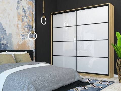 Шкаф-купе Лофт Шк24-47 2400 глубина 470 фасад МДФ белый глянец 3г