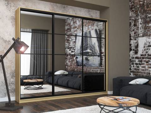 Шкаф-купе Лофт Шк30-47 3000 3 двери глубина 470 фасад зеркало 3г