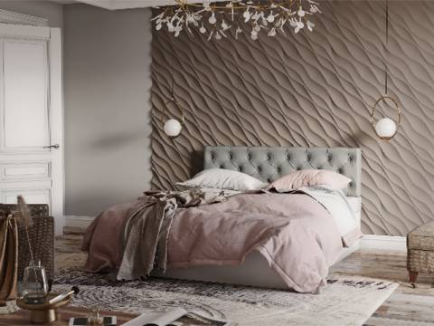 Кровать Луара 01 1600 ортопед с ПМ серая