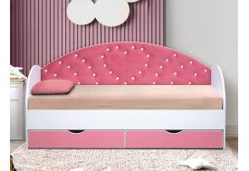 Кровать с продольной мягкой спинкой Сердце №1