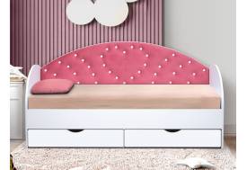 Кровать с продольной мягкой спинкой Сердце №1 800х1900 мм белая