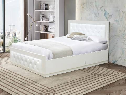 Кровать Венеция 13.2 1400 с ортопедическим основанием кожзам белый