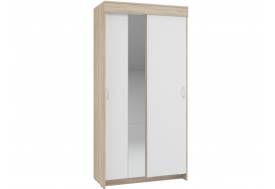 Шкаф-купе Бассо двухдверный дуб сонома-белый 1 зеркальная вставка