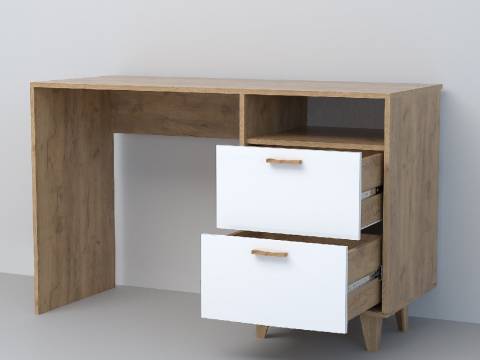 Стол письменный Эго Ст-3 дуб крафт золотой/белый глянец на ножках