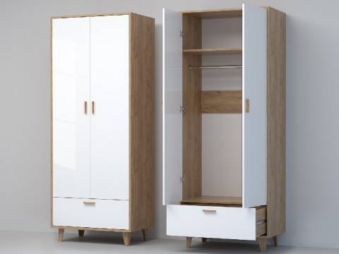 Шкаф Эго ШК-1 дуб крафт золотой/белый глянец на ножках