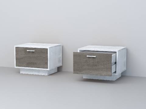 Тумба прикроватная Эго Т-5 бетон светлый/камень темный на цоколе