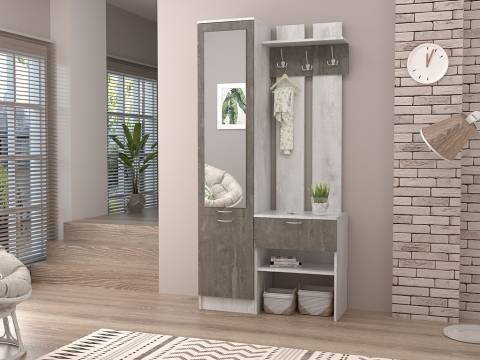 Прихожая Иннэс 3 бетон светлый/камень темный
