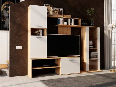 Гостиная Данко Дуб Вотан-Белый глянец