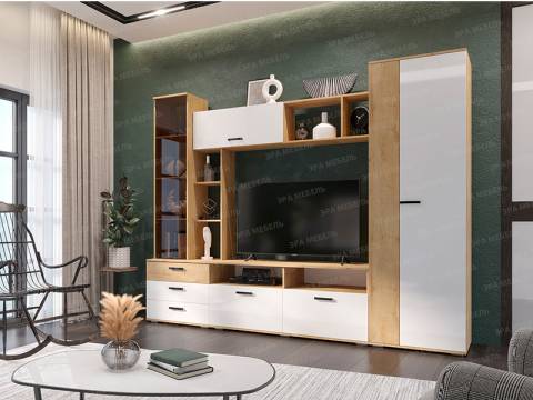 Гостиная Крокус Дуб Вотан-Белый глянец