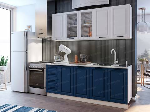 Кухонный гарнитур Вита МДФ 2000 шато белый/шато индиго
