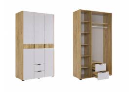 Шкаф трехдверный Адам дуб крафт золотой/белое дерево