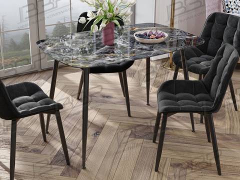 Стол раздвижной Оникс мрамор черный