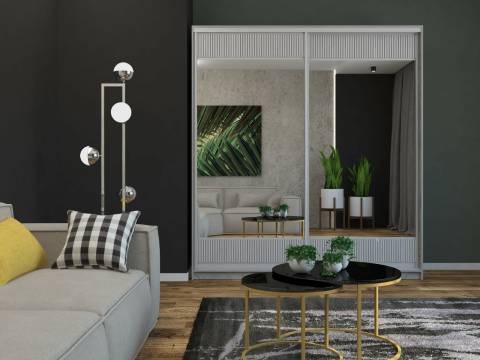 Шкаф-купе Ксения 1200 комбинированный рельефный МДФ/зеркало