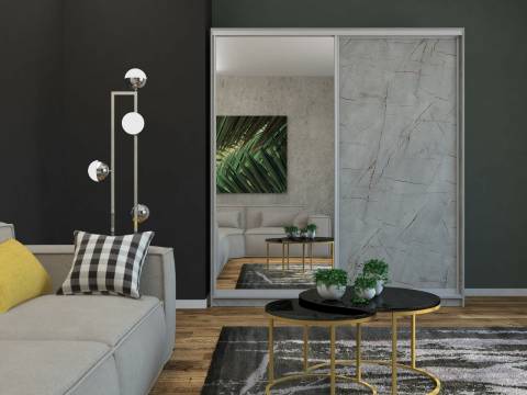 Шкаф-купе Юлия 2400 ЛДСП/зеркало Каспий светлый