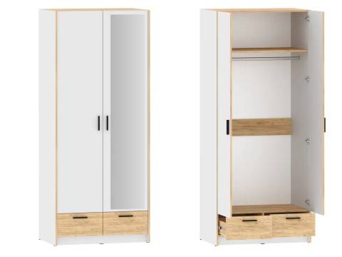 Шкаф для одежды Оттавия НМ 011.80 фасад с зеркалом Белый Фасадный