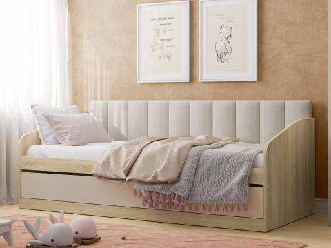 Кровать Акварель НМ 041.50 Капучино с мягкой спинкой Бали